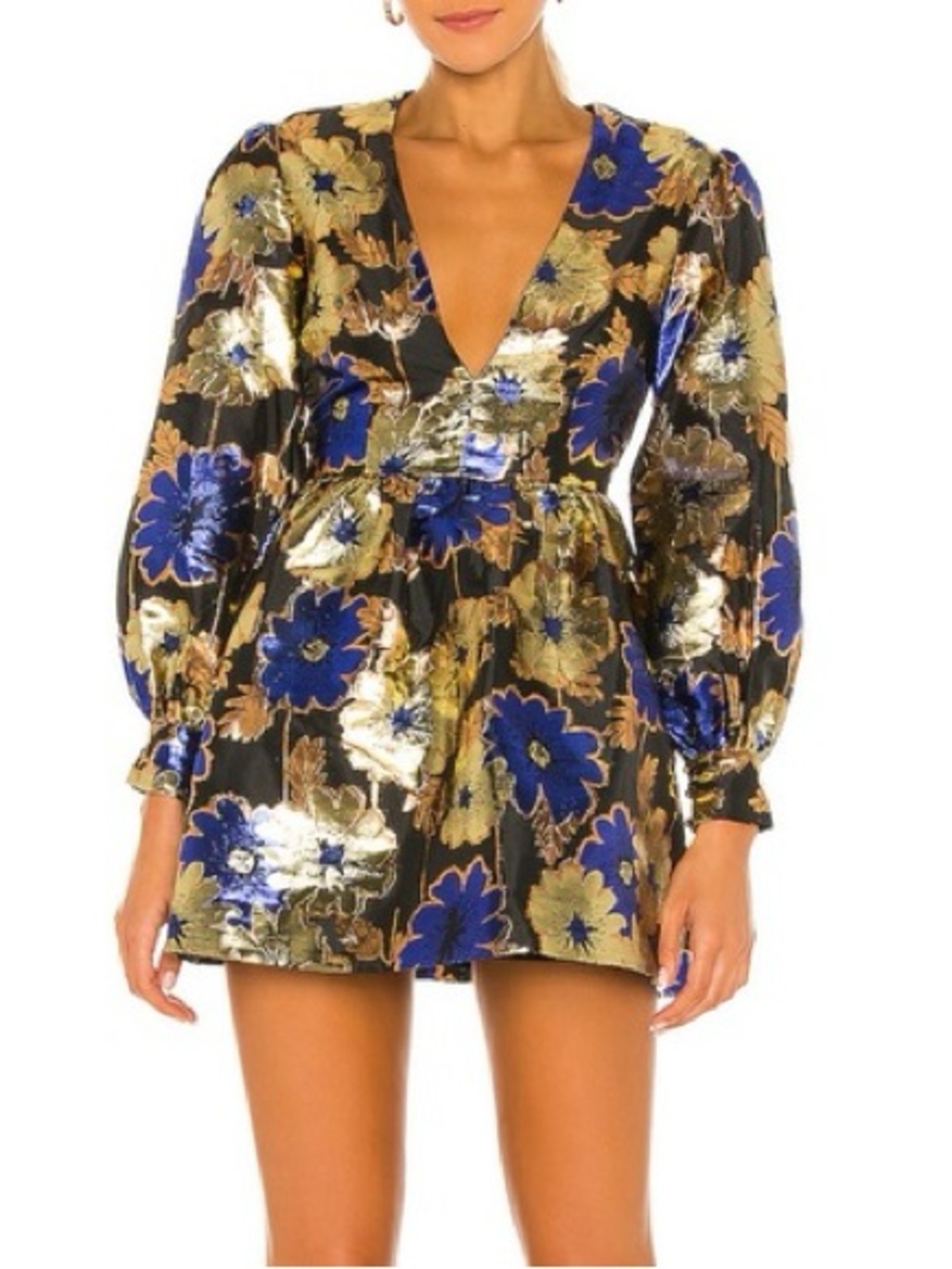 Alice McCall Night Light Metallic Floral Print Mini Dress